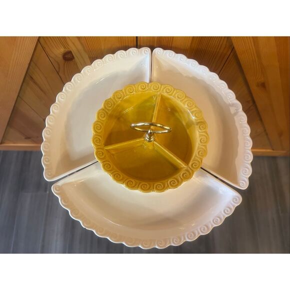 Vtg California Pottery 5 Piece Dip Set turntable Collectible Decor (5612) - Picture 5 of 16